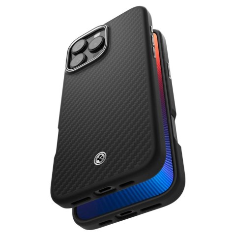 Etui Spigen Enzo Aramid Mag z MagSafe na iPhone 16 Pro - czarno-srebrne Etui Spigen Enzo Aramid Mag z MagSafe na iPhone 16 Pro - czarno-srebrne