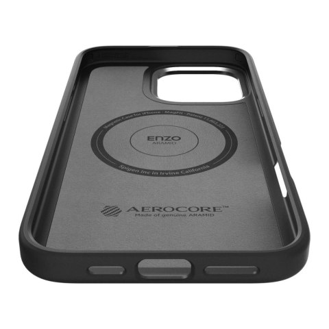 Etui Spigen Enzo Aramid Mag z MagSafe na iPhone 16 Pro - czarno-srebrne Etui Spigen Enzo Aramid Mag z MagSafe na iPhone 16 Pro - czarno-srebrne