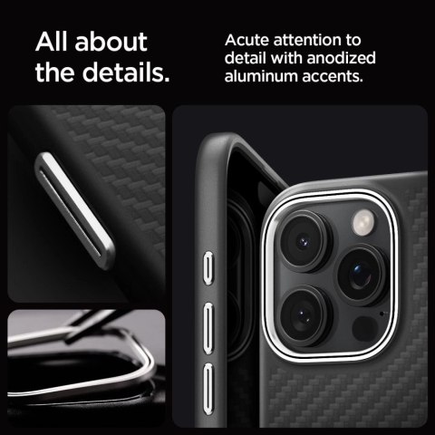 Etui Spigen Enzo Aramid Mag z MagSafe na iPhone 16 Pro - czarno-srebrne Etui Spigen Enzo Aramid Mag z MagSafe na iPhone 16 Pro - czarno-srebrne