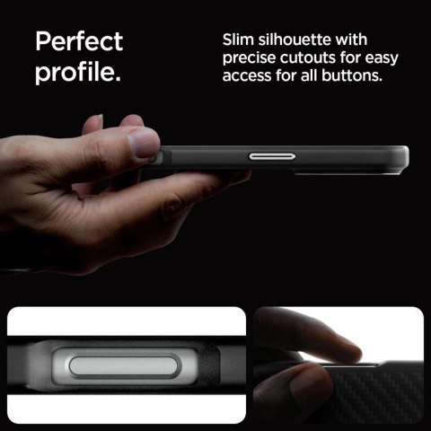 Etui Spigen Enzo Aramid Mag z MagSafe na iPhone 16 Pro - czarno-srebrne Etui Spigen Enzo Aramid Mag z MagSafe na iPhone 16 Pro - czarno-srebrne