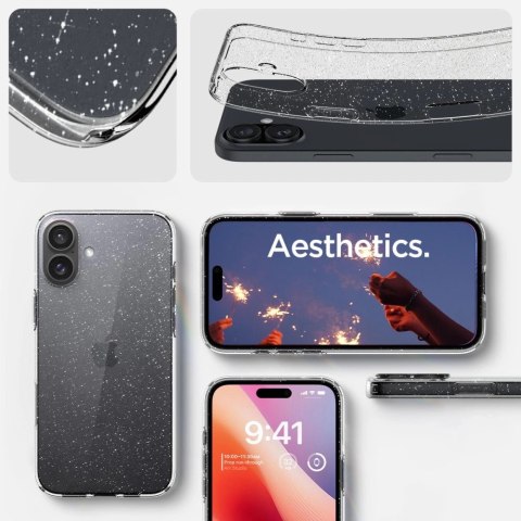 Etui Spigen Liquid Crystal na iPhone 16 Plus - przezroczysto-brokatowe Etui Spigen Liquid Crystal na iPhone 16 Plus - przezroczysto-brokatowe