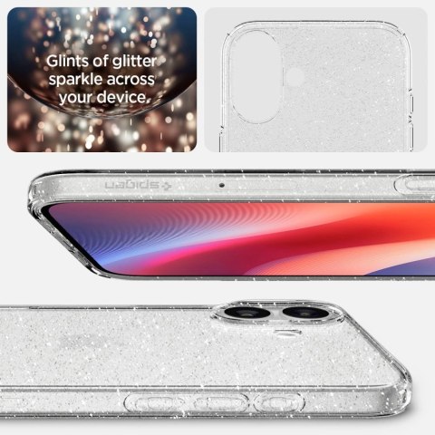 Etui Spigen Liquid Crystal na iPhone 16 - przezroczysto-brokatowe Etui Spigen Liquid Crystal na iPhone 16 - przezroczysto-brokatowe