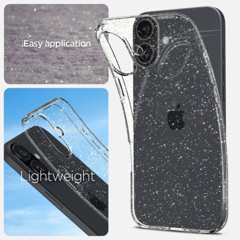 Etui Spigen Liquid Crystal na iPhone 16 - przezroczysto-brokatowe Etui Spigen Liquid Crystal na iPhone 16 - przezroczysto-brokatowe