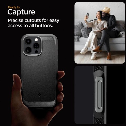 Etui Spigen Rugged Armor MagSafe do iPhone 16 Pro - czarne Etui Spigen Rugged Armor MagSafe do iPhone 16 Pro - czarne