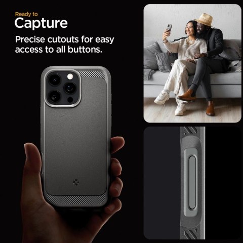 Etui Spigen Rugged Armor MagSafe do iPhone 16 Pro - szare