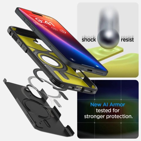 Etui Spigen Tough Armor MagSafe z podstawką na iPhone 16 Plus - czarne Etui Spigen Tough Armor MagSafe z podstawką na iPhone 16 Plus - czarne