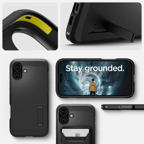 Etui Spigen Tough Armor MagSafe z podstawką na iPhone 16 Plus - czarne Etui Spigen Tough Armor MagSafe z podstawką na iPhone 16 Plus - czarne