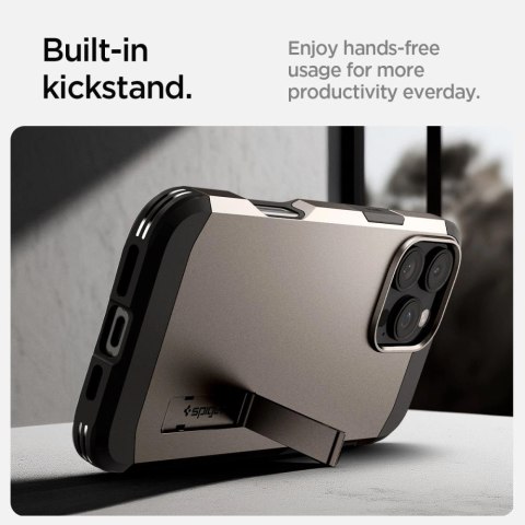 Etui Spigen Tough Armor MagSafe z podstawką na iPhone 16 Pro - gunmetal Etui Spigen Tough Armor MagSafe z podstawką na iPhone 16 Pro - gunmetal