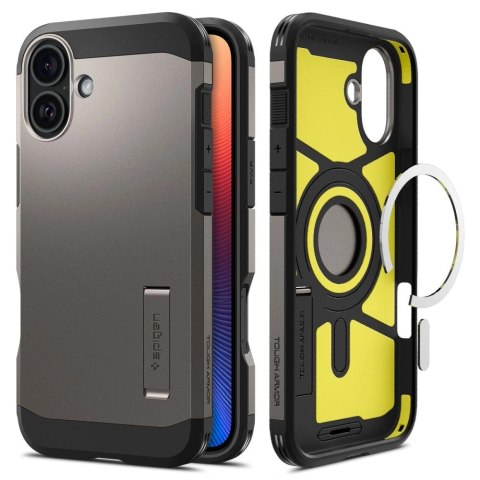 Etui Spigen Tough Armor MagSafe z podstawką na iPhone 16 - gunmetal Etui Spigen Tough Armor MagSafe z podstawką na iPhone 16 - gunmetal