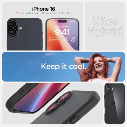 Spigen Ultra Hybrid MagSafe na iPhone 16 - czarne Spigen Ultra Hybrid MagSafe na iPhone 16 - czarne