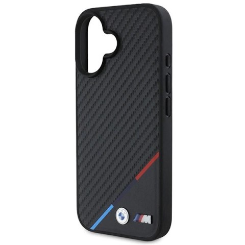 Etui BMW Carbon Tricolor Line MagSafe na iPhone 16 Plus - czarne Etui BMW Carbon Tricolor Line MagSafe na iPhone 16 Plus - czarne