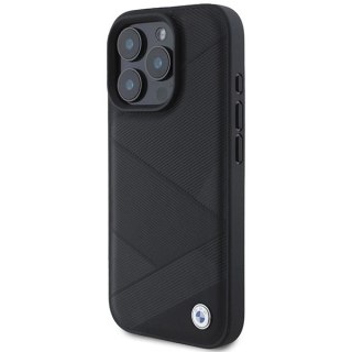 Etui BMW Signature Leather Crossing Lines Pattern na iPhone 16 Pro - czarne