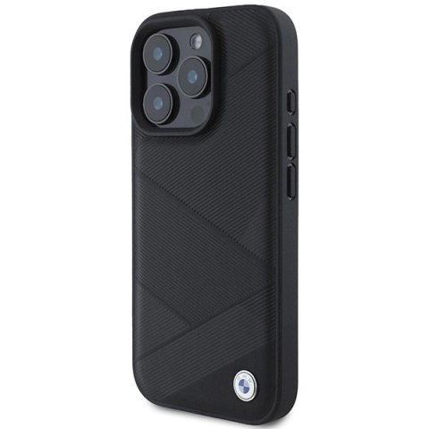 Etui BMW Signature Leather Crossing Lines Pattern na iPhone 16 Pro - czarne Etui BMW Signature Leather Crossing Lines Pattern na iPhone 16 Pro - czarne