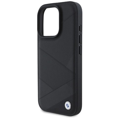 Etui BMW Signature Leather Crossing Lines Pattern na iPhone 16 Pro - czarne Etui BMW Signature Leather Crossing Lines Pattern na iPhone 16 Pro - czarne