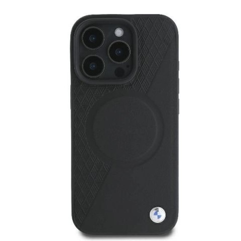 Etui BMW Signature Leather Half Textured & Circle MagSafe na iPhone 16 Pro - czarne Etui BMW Signature Leather Half Textured & Circle MagSafe na iPhone 16 Pro - czarne