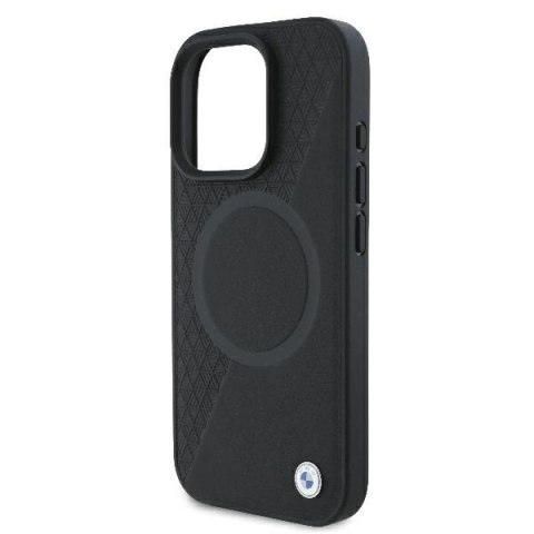 Etui BMW Signature Leather Half Textured & Circle MagSafe na iPhone 16 Pro - czarne Etui BMW Signature Leather Half Textured & Circle MagSafe na iPhone 16 Pro - czarne