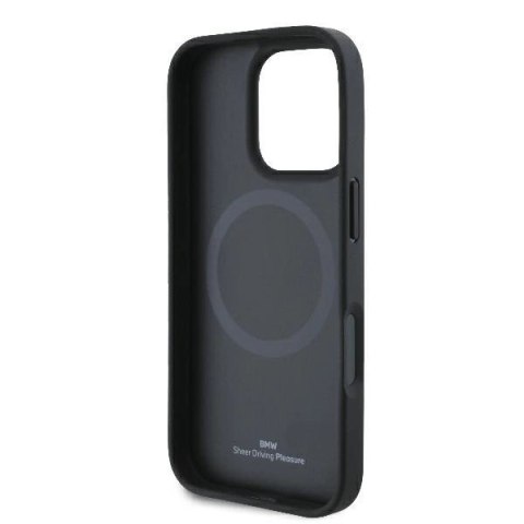 Etui BMW Signature Leather Half Textured & Circle MagSafe na iPhone 16 Pro - czarne Etui BMW Signature Leather Half Textured & Circle MagSafe na iPhone 16 Pro - czarne