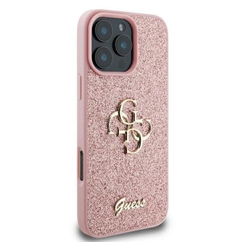 Etui Guess Fixed Glitter Big 4G na iPhone 16 Pro - różowe