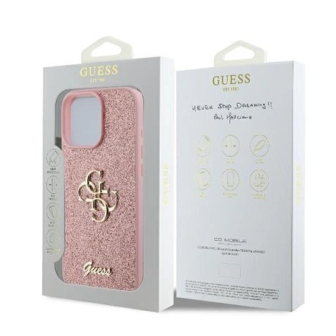Etui Guess Fixed Glitter Big 4G na iPhone 16 Pro - różowe