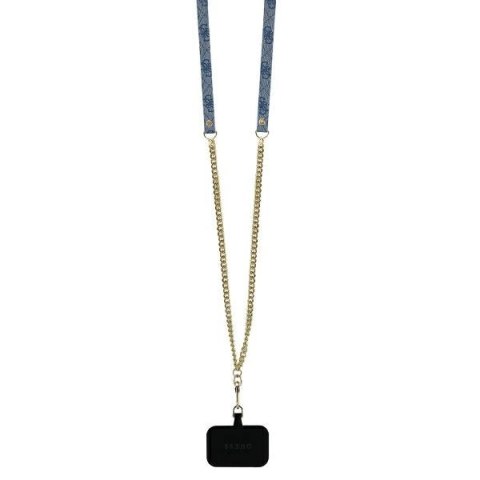 Etui Guess Leather Metal Logo Strass Crossbody na iPhone 16 Pro - niebieskie