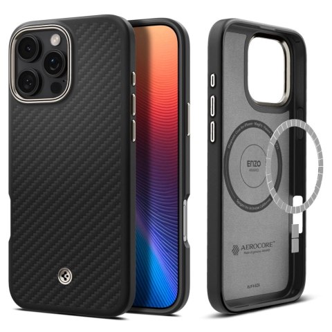 Etui Spigen Enzo Aramid Mag z MagSafe na iPhone 16 Pro Max - matowo-czarne Etui Spigen Enzo Aramid Mag z MagSafe na iPhone 16 Pro Max - matowo-czarne