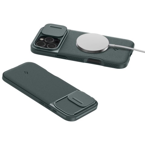 Etui Spigen Optik Armor Mag z MagSafe na iPhone 16 Pro Max - zielone Etui Spigen Optik Armor Mag z MagSafe na iPhone 16 Pro Max - zielone
