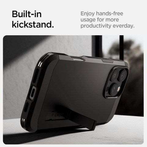 Etui Spigen Tough Armor MagSafe z podstawką na iPhone 16 Pro Max - czarne Etui Spigen Tough Armor MagSafe z podstawką na iPhone 16 Pro Max - czarne