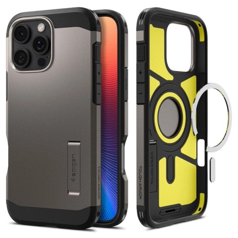 Etui Spigen Tough Armor MagSafe z podstawką na iPhone 16 Pro Max - gunmetal Etui Spigen Tough Armor MagSafe z podstawką na iPhone 16 Pro Max - gunmetal