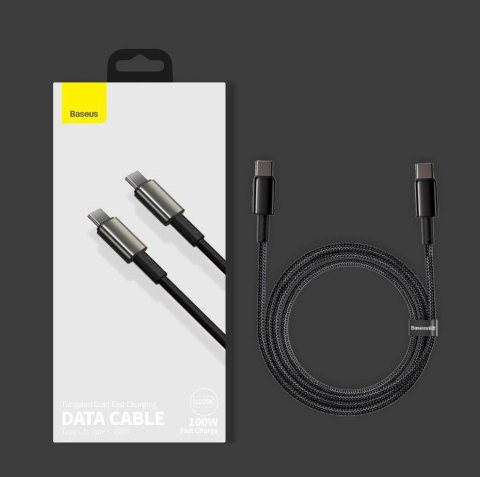 Kabel Baseus CATWJ-01 USB-C - USB-C PD QC 100W 5A 1m - czarny Kabel Baseus CATWJ-01 USB-C - USB-C PD QC 100W 5A 1m - czarny