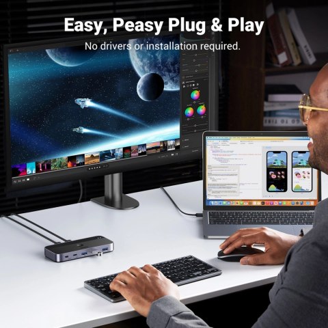 Przełącznik switch Ugreen CM662 USB 3.0 switch 2-in-4 + 2x kabel USB-A - czarny Przełącznik switch Ugreen CM662 USB 3.0 switch 2-in-4 + 2x kabel USB-A - czarny