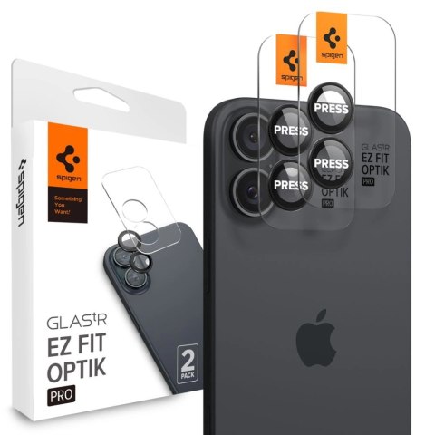 Szkło hartowane na Spigen Glass tR EZ Fit Optik Pro na aparat do iPhone 16 Plus (2 szt.) - czarne Szkło hartowane na Spigen Glass tR EZ Fit Optik Pro na aparat do iPhone 16 Plus (2 szt.) - czarne