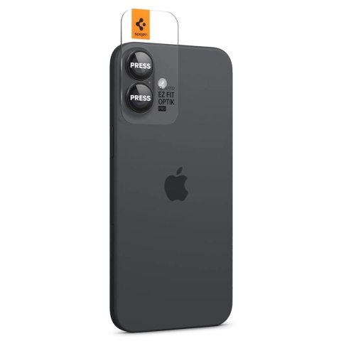 Szkło hartowane na Spigen Glass tR EZ Fit Optik Pro na aparat do iPhone 16 Plus (2 szt.) - czarne Szkło hartowane na Spigen Glass tR EZ Fit Optik Pro na aparat do iPhone 16 Plus (2 szt.) - czarne