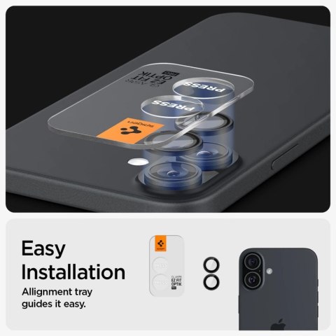 Szkło hartowane na Spigen Glass tR EZ Fit Optik Pro na aparat do iPhone 16 Plus (2 szt.) - czarne Szkło hartowane na Spigen Glass tR EZ Fit Optik Pro na aparat do iPhone 16 Plus (2 szt.) - czarne