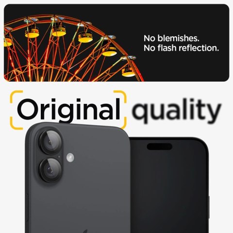 Szkło hartowane na Spigen Glass tR EZ Fit Optik Pro na aparat do iPhone 16 Plus (2 szt.) - czarne Szkło hartowane na Spigen Glass tR EZ Fit Optik Pro na aparat do iPhone 16 Plus (2 szt.) - czarne