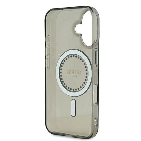 Etui Guess IML Rhinestones MagSafe na iPhone 16 Plus - czarne