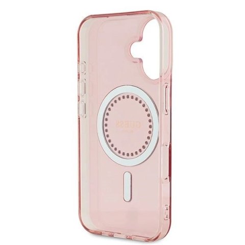 Etui Guess IML Rhinestones MagSafe na iPhone 16 Plus - różowe