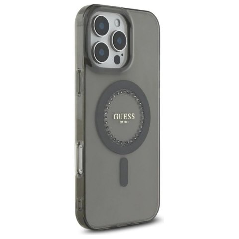 Etui Guess IML Rhinestones MagSafe na iPhone 16 Pro Max - czarne