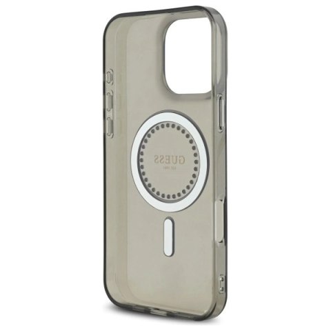Etui Guess IML Rhinestones MagSafe na iPhone 16 Pro - czarne