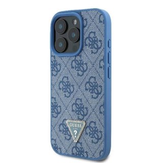 Etui Guess Leather Metal Logo Strass Crossbody na iPhone 16 Pro Max - niebieskie