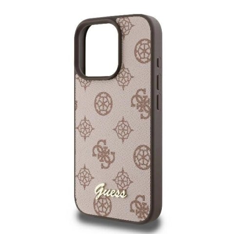 Etui Guess Peony Script MagSafe na iPhone 16 Pro Max - brązowe