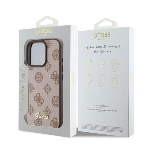 Etui Guess Peony Script MagSafe na iPhone 16 Pro Max - brązowe