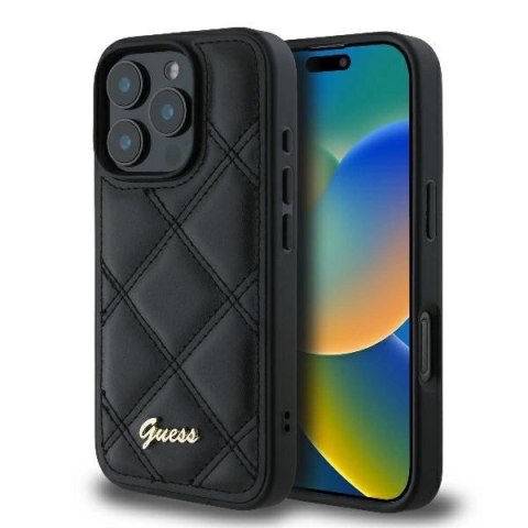 Etui Guess Quilted Metal Logo na iPhone 16 Pro Max - czarne