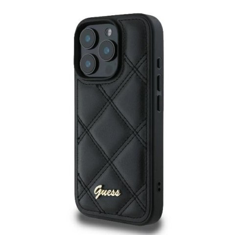 Etui Guess Quilted Metal Logo na iPhone 16 Pro Max - czarne