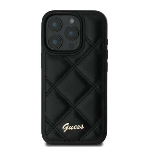 Etui Guess Quilted Metal Logo na iPhone 16 Pro Max - czarne