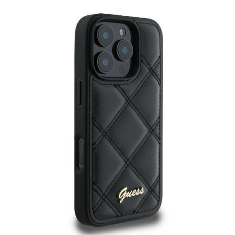 Etui Guess Quilted Metal Logo na iPhone 16 Pro Max - czarne
