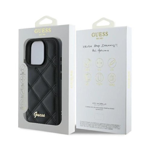 Etui Guess Quilted Metal Logo na iPhone 16 Pro Max - czarne