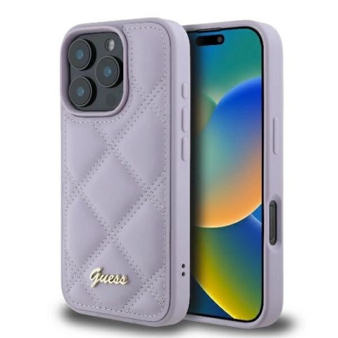 Etui Guess Quilted Metal Logo na iPhone 16 Pro Max - jasnofioletowe