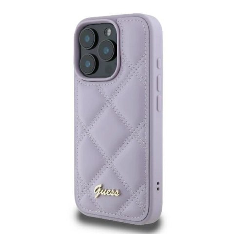 Etui Guess Quilted Metal Logo na iPhone 16 Pro Max - jasnofioletowe
