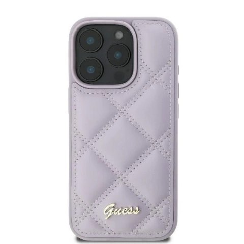 Etui Guess Quilted Metal Logo na iPhone 16 Pro Max - jasnofioletowe