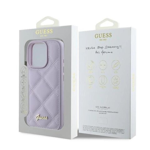 Etui Guess Quilted Metal Logo na iPhone 16 Pro Max - jasnofioletowe